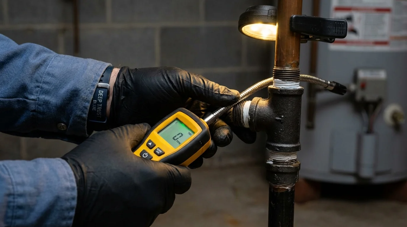 Gas leak detection with electronic sniffer by Johns Plumbing LLC in Nipomo