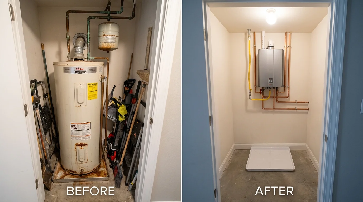 Tank water heater versus wall-mounted tankless unit comparison for Nipomo, CA homeowners