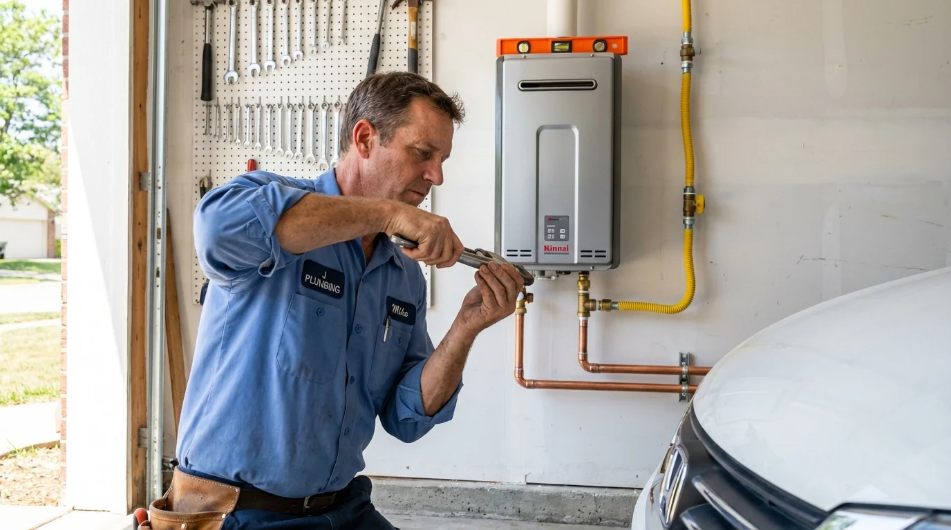 Tankless water heater installation by a Johns Plumbing LLC plumber in Nipomo